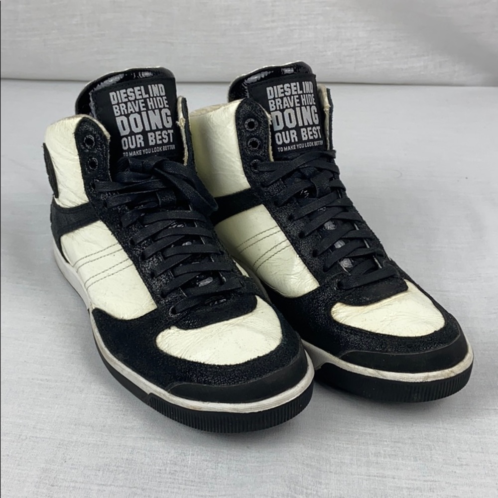 Diesel black and white high top sneakers